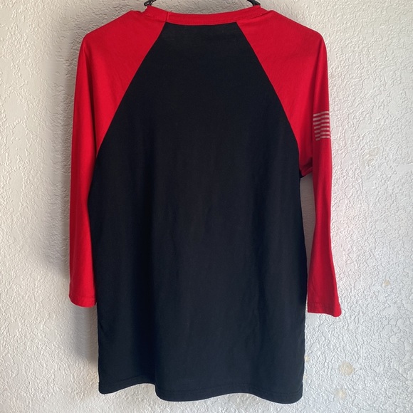 R.E.D. Remember Everyone Deployed 3/4 Sleeve Black & Red T- Shirt Size S-M - Picture 4 of 5